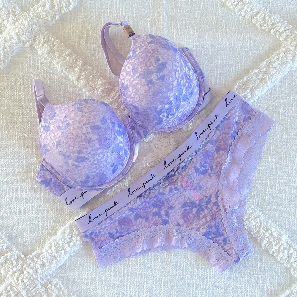Victoria’s Secret Pink Lace Wear Everywhere Bra Set